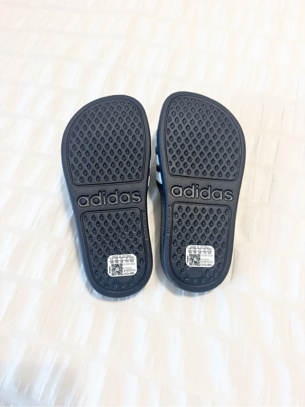 New adidas Slides Size 10K Black White Kids Sandals